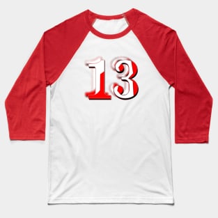 Bold and Edgy Lucky 13 Design Baseball T-Shirt